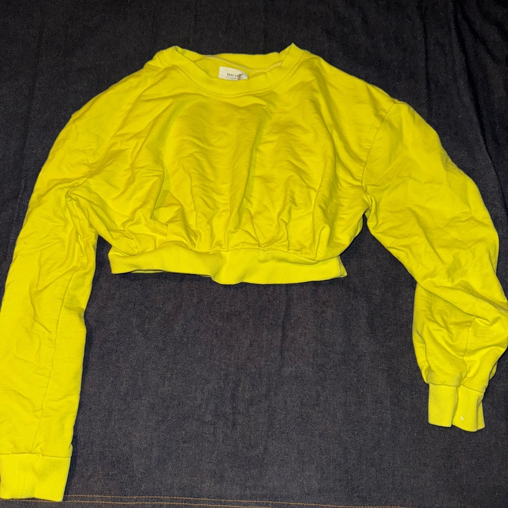 GREY LAB Bright Yellow Cropped Sweatshirt